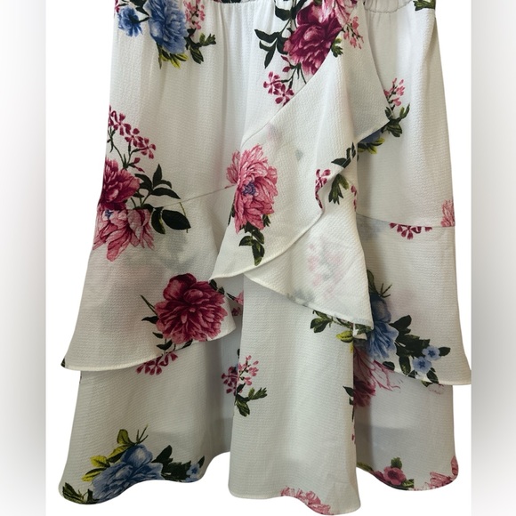 Iz Byer Floral Cutaway Halter Double Ruffle Dress Women’s Medium Girlhoodcore - Picture 2 of 7